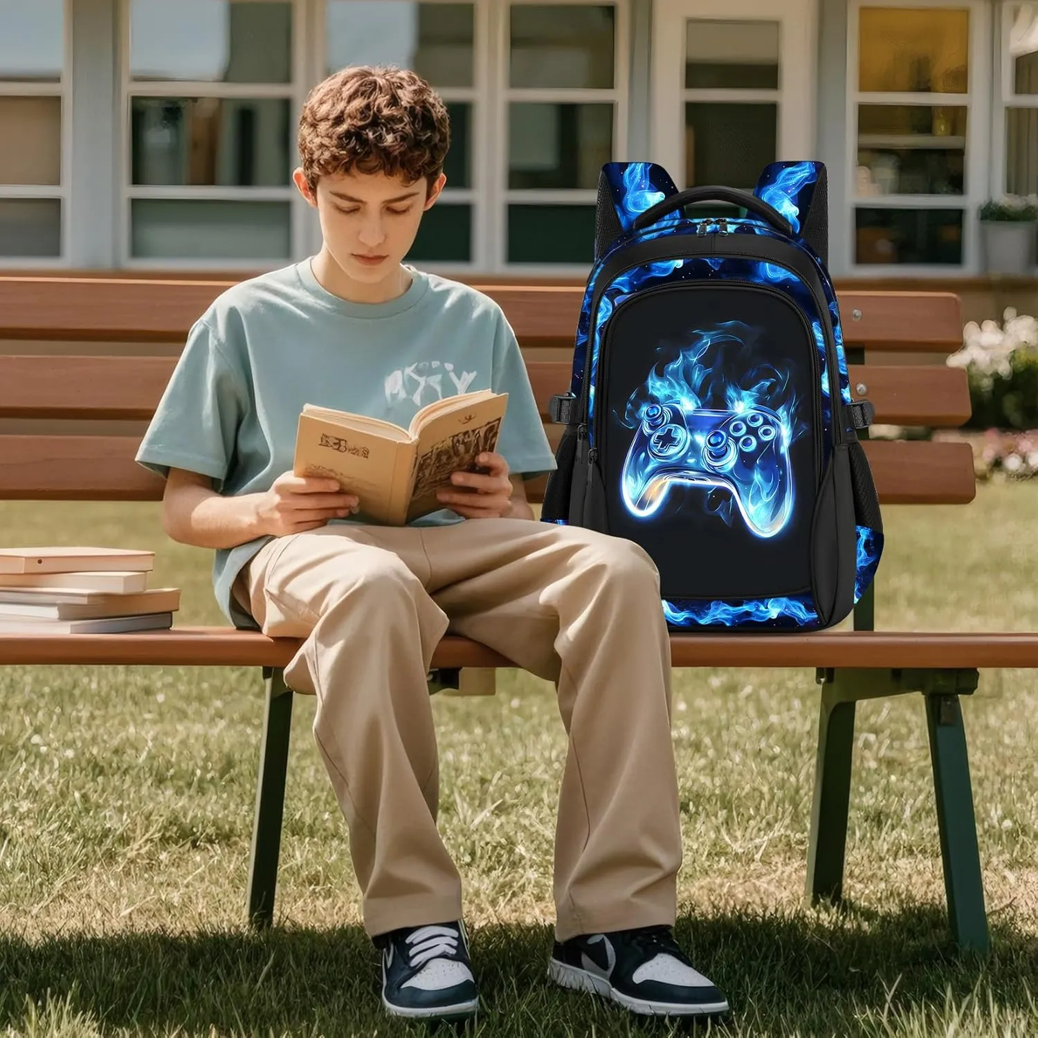 Kids Backpack for Boys - Gamer Boys Backpacks for Kids Teens Elementary Middle School, 17 Large Capacity Students Bookbag, Perfect for Travel and School