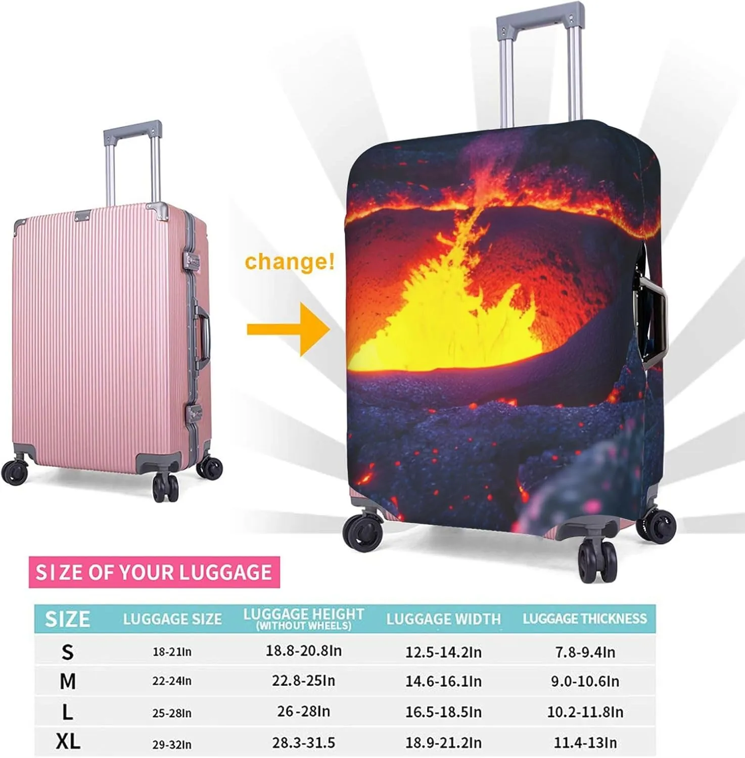 Kilauea Volcano Print Washable Suitcase Cover Protective Luggage Cover Anti Scratch Travel Gear Protector