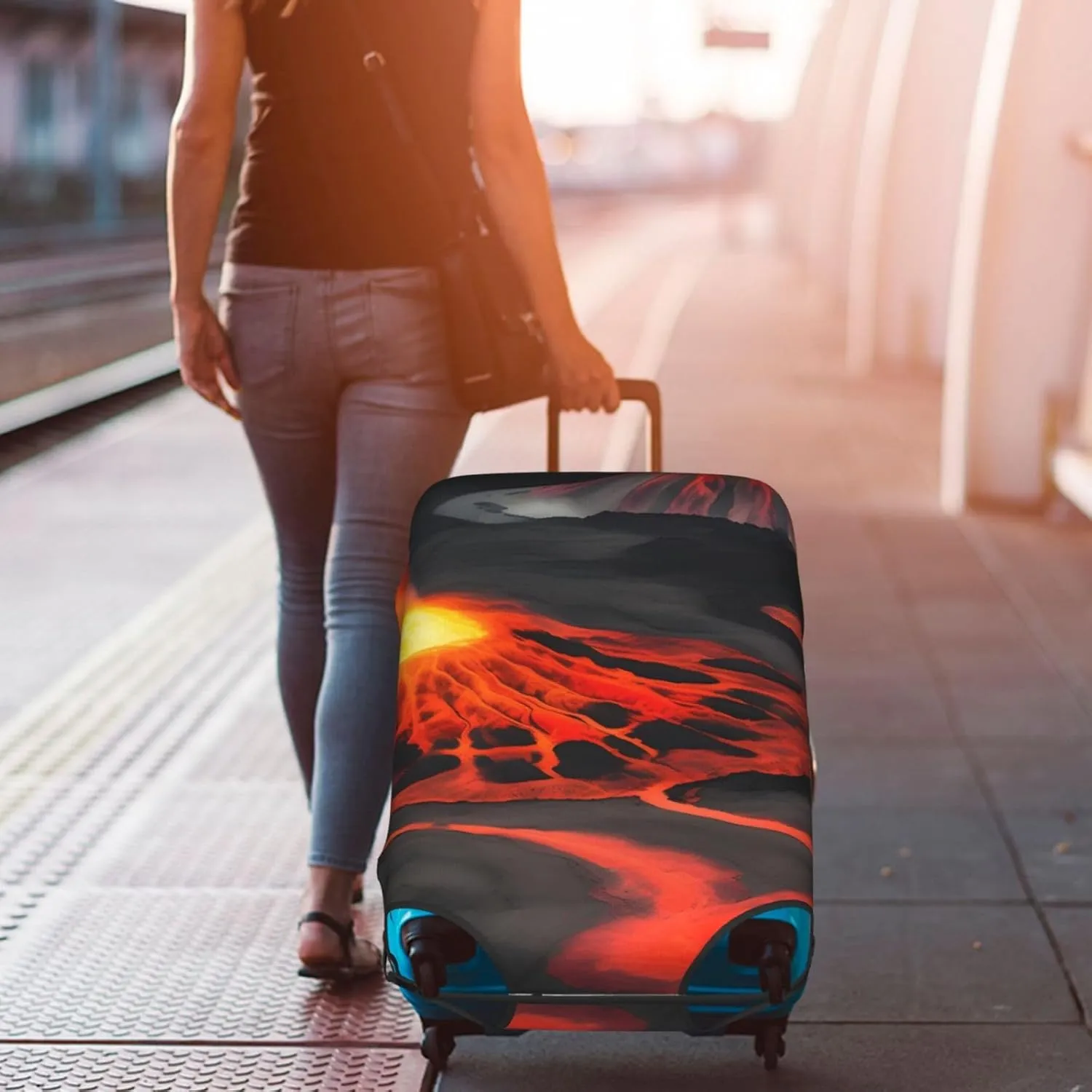 Kilauea Volcanos Print Washable Suitcase Cover Protective Luggage Cover Anti Scratch Travel Gear Protector