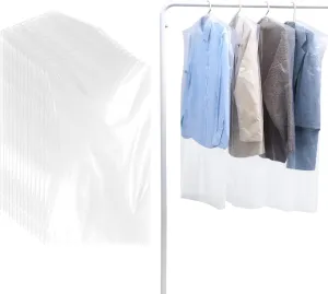 Klmnop 125 Pack Clear Garment Bags for Clothes, Plastic Dry Cleaning Bags 60x90 cm, Dust-proof Hanging Clothes Storage Bag for Dry Cleaner, Travel, Moving(Clear)