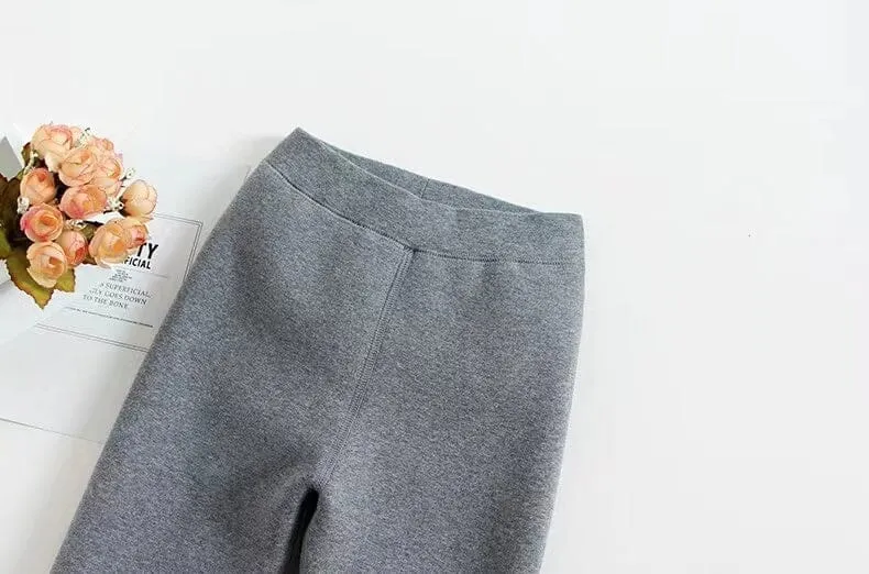Knitted Striped Cuff Plush Leggings