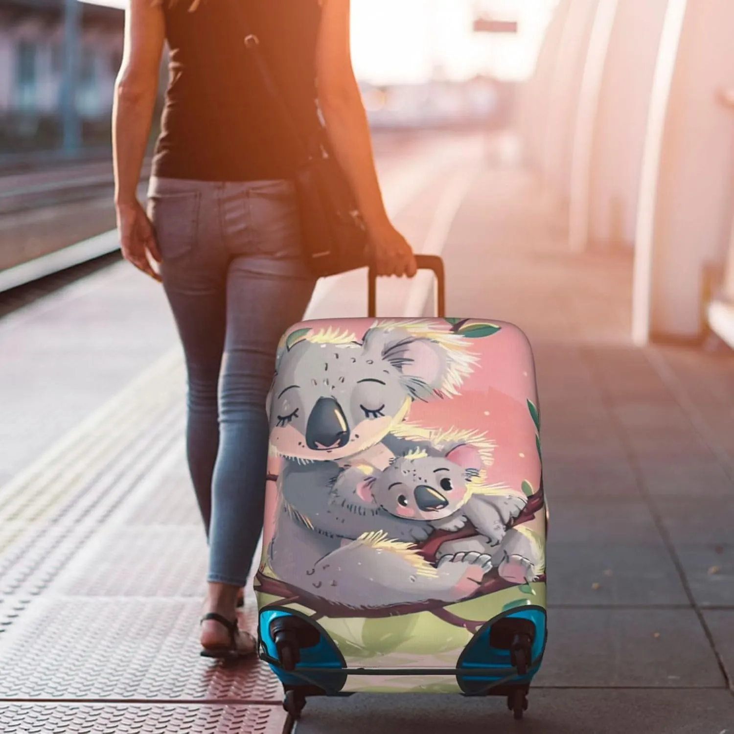 Koala Bear Print Washable Suitcase Cover Protective Luggage Cover Anti Scratch Travel Gear Protector