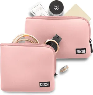 KUSSHI 2pc Neoprene On-The-Go Pouch Set (Blush Pink)