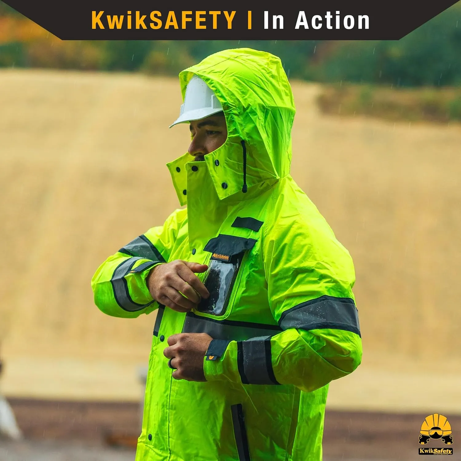 KwikSafety - Charlotte, NC - TORRENT High Vis Rain Jacket & Trench Coat ANSI OSHA Compliant