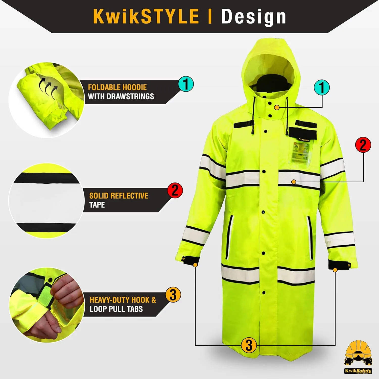 KwikSafety - Charlotte, NC - TORRENT High Vis Rain Jacket & Trench Coat ANSI OSHA Compliant