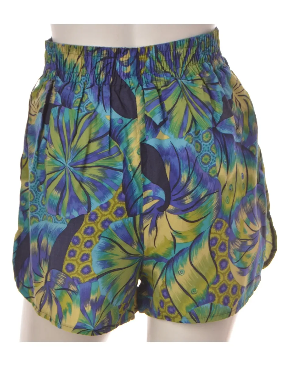 Label Curved Hem Floral Summer Shorts - W28