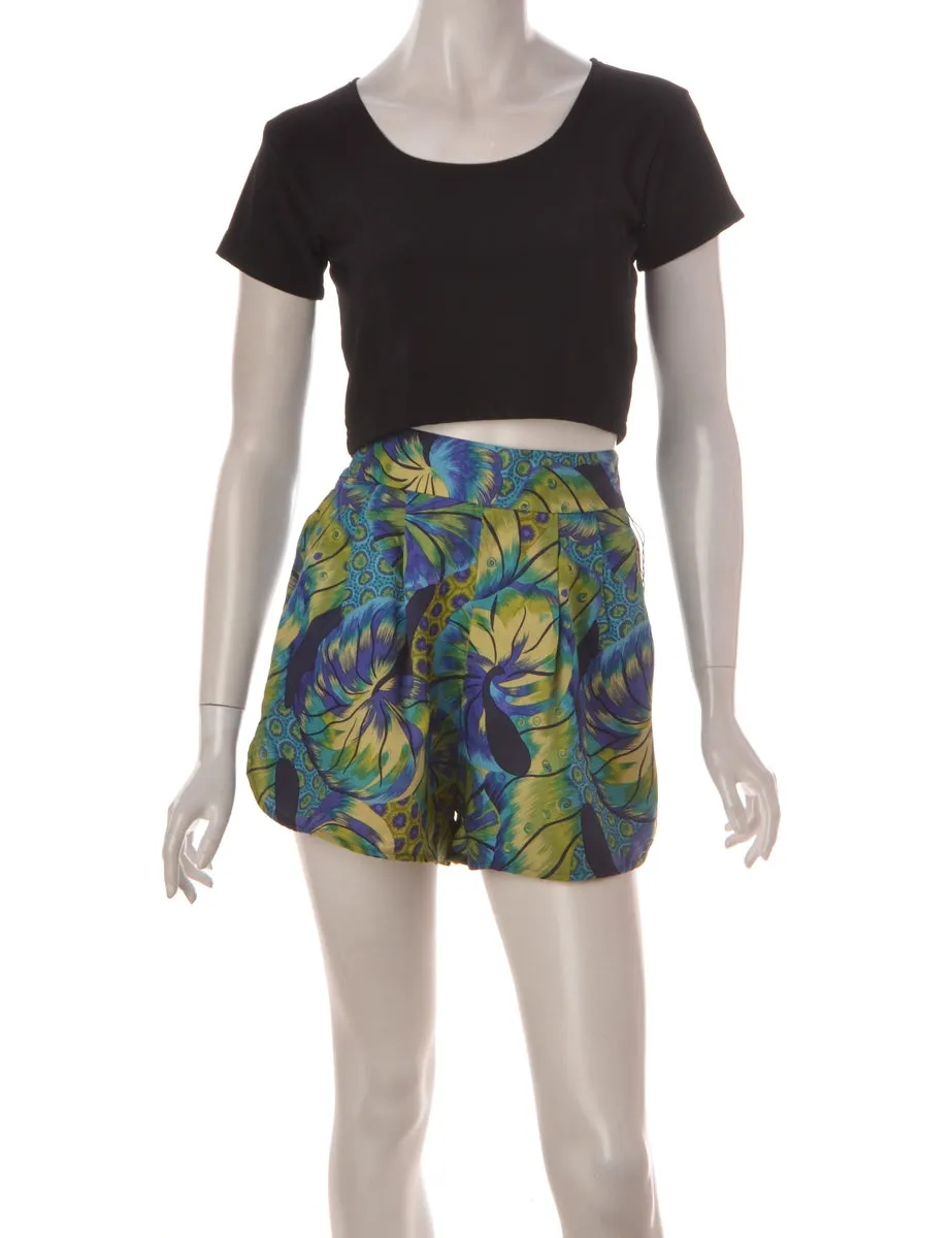 Label Curved Hem Floral Summer Shorts - W28