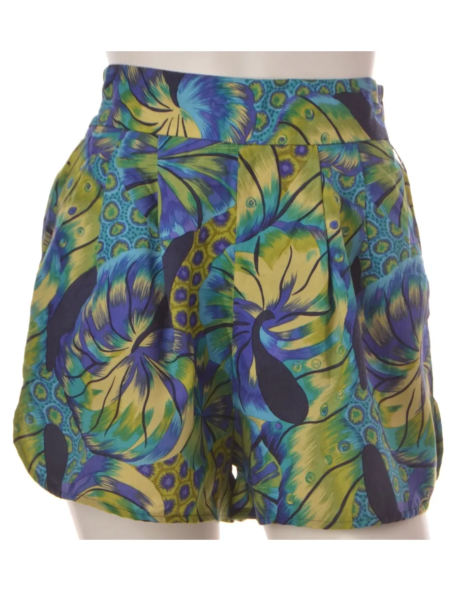 Label Curved Hem Floral Summer Shorts - W28