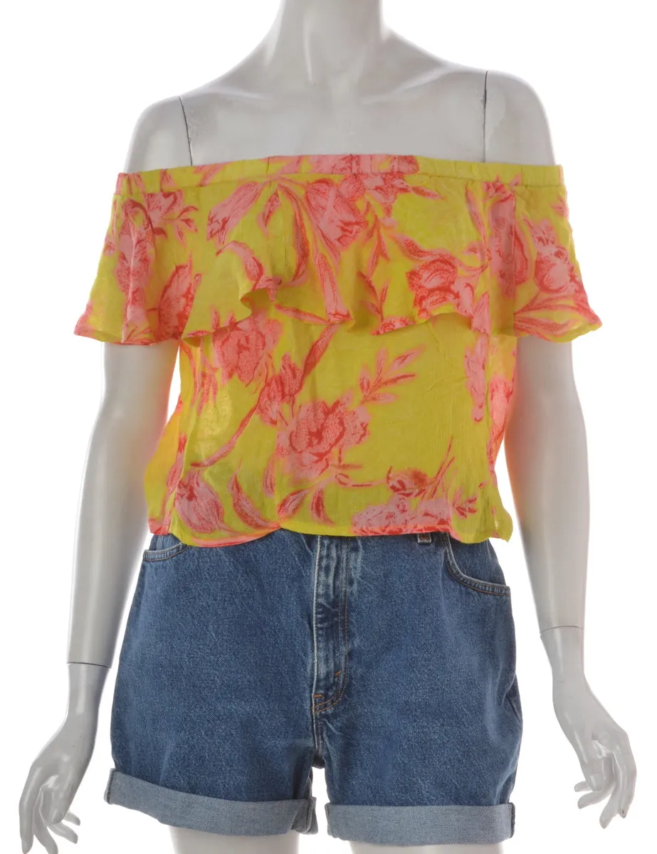 Label Rolled Hem Indigo Denim Shorts
