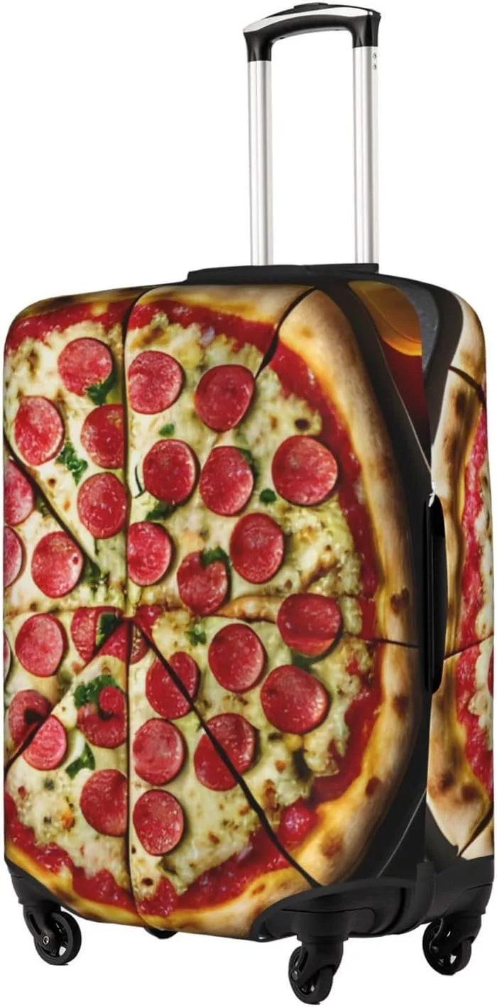 Large Pizza Print Washable Suitcase Cover Protective Luggage Cover Anti Scratch Travel Gear Protector