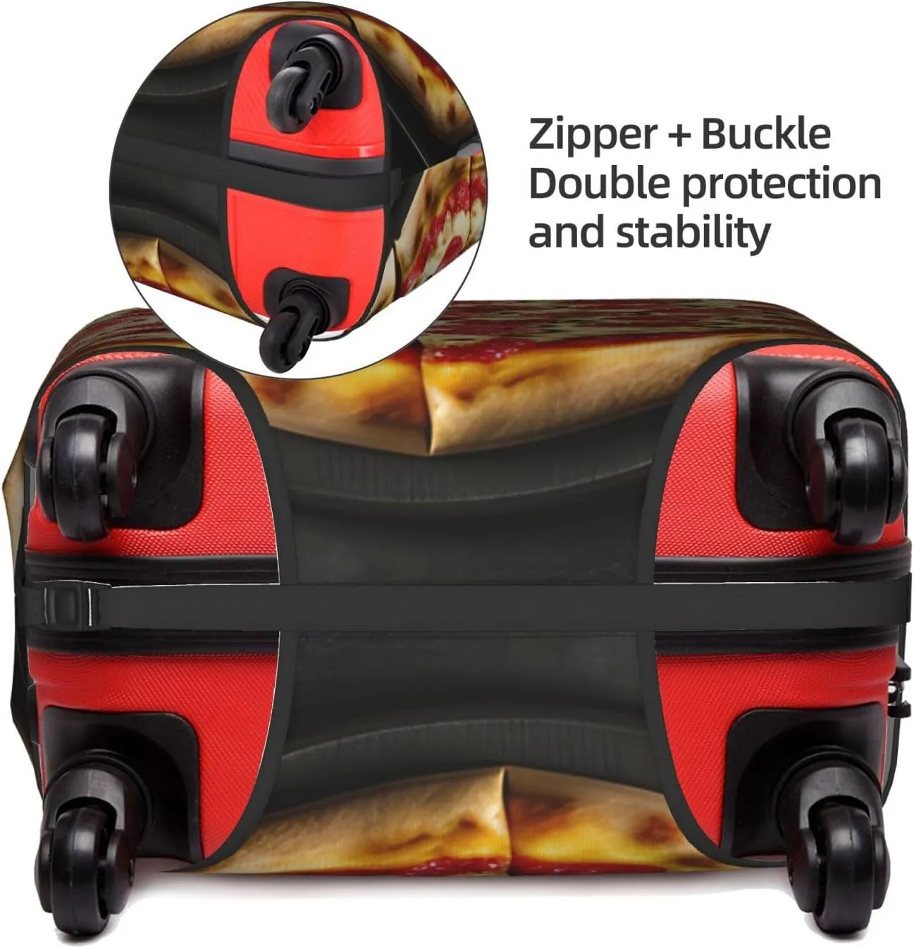 Large Pizza Print Washable Suitcase Cover Protective Luggage Cover Anti Scratch Travel Gear Protector