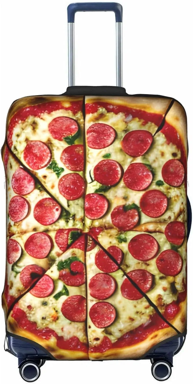 Large Pizza Print Washable Suitcase Cover Protective Luggage Cover Anti Scratch Travel Gear Protector