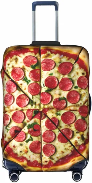 Large Pizza Print Washable Suitcase Cover Protective Luggage Cover Anti Scratch Travel Gear Protector