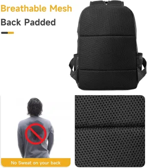 Leather Backpack for Men Black Vintage Backpacks Fit 15.6inch Laptop Classic Rucksack Waterproof Knapsack for Business Daily