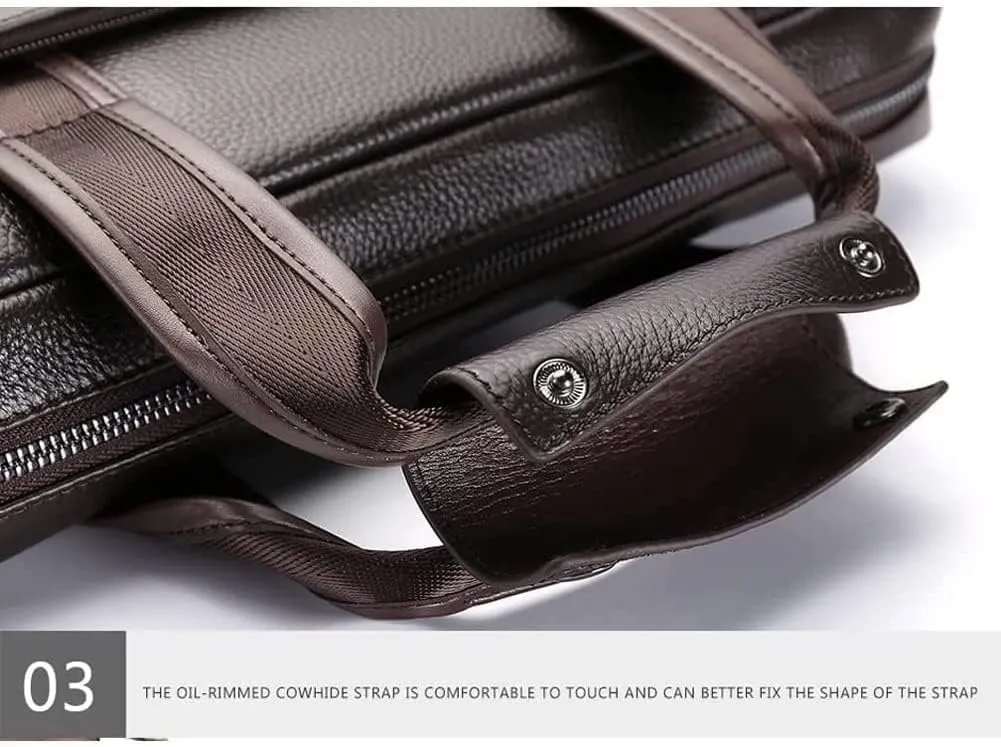 Leather Briefcases for Men Computer Bag Laptop Bag Retro Business Travel Messenger Bag for Men