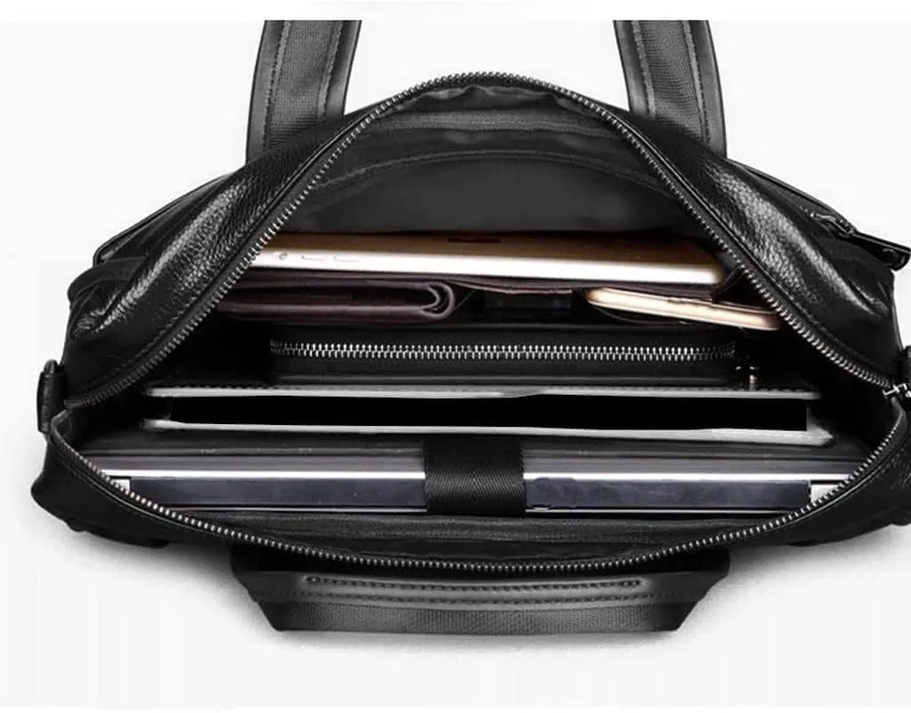 Leather Briefcases for Men Computer Bag Laptop Bag Retro Business Travel Messenger Bag for Men