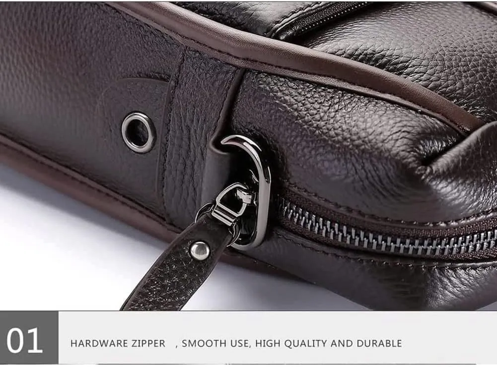 Leather Briefcases for Men Computer Bag Laptop Bag Retro Business Travel Messenger Bag for Men