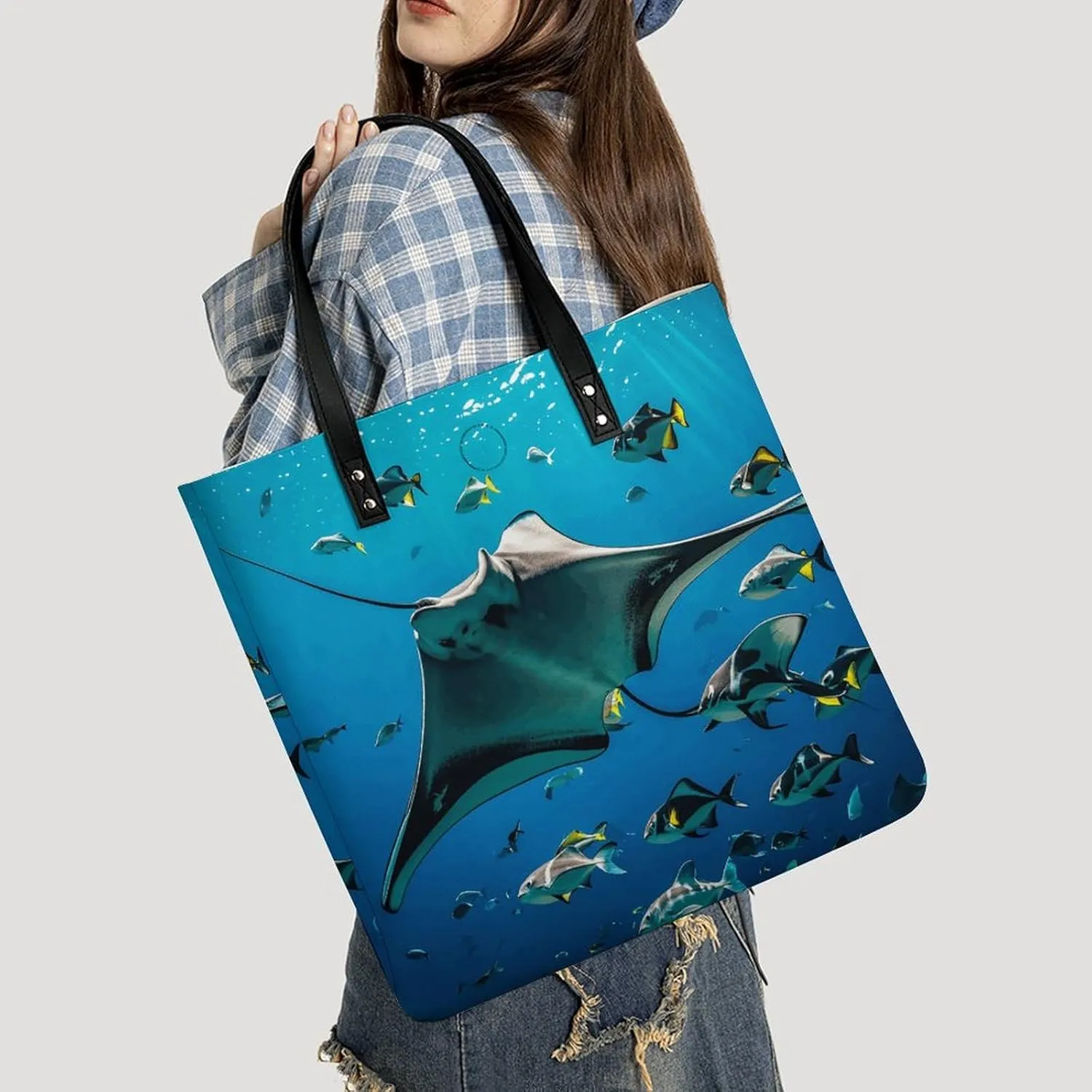 Leather Handbag for Women Tote Bag with Magnetic Buckle Bald Eagle Crossbody Bag Shoulder Bags