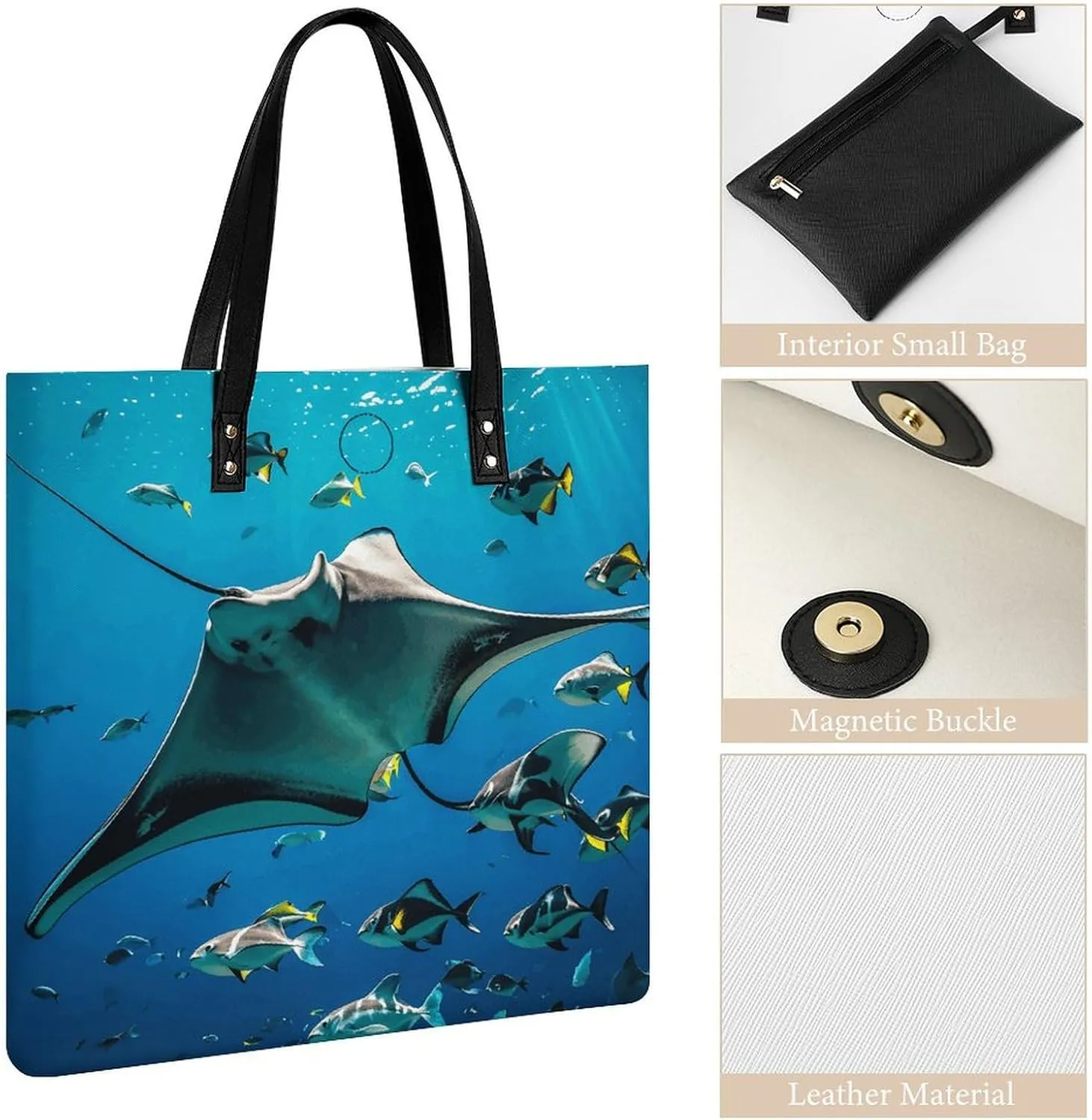 Leather Handbag for Women Tote Bag with Magnetic Buckle Bald Eagle Crossbody Bag Shoulder Bags