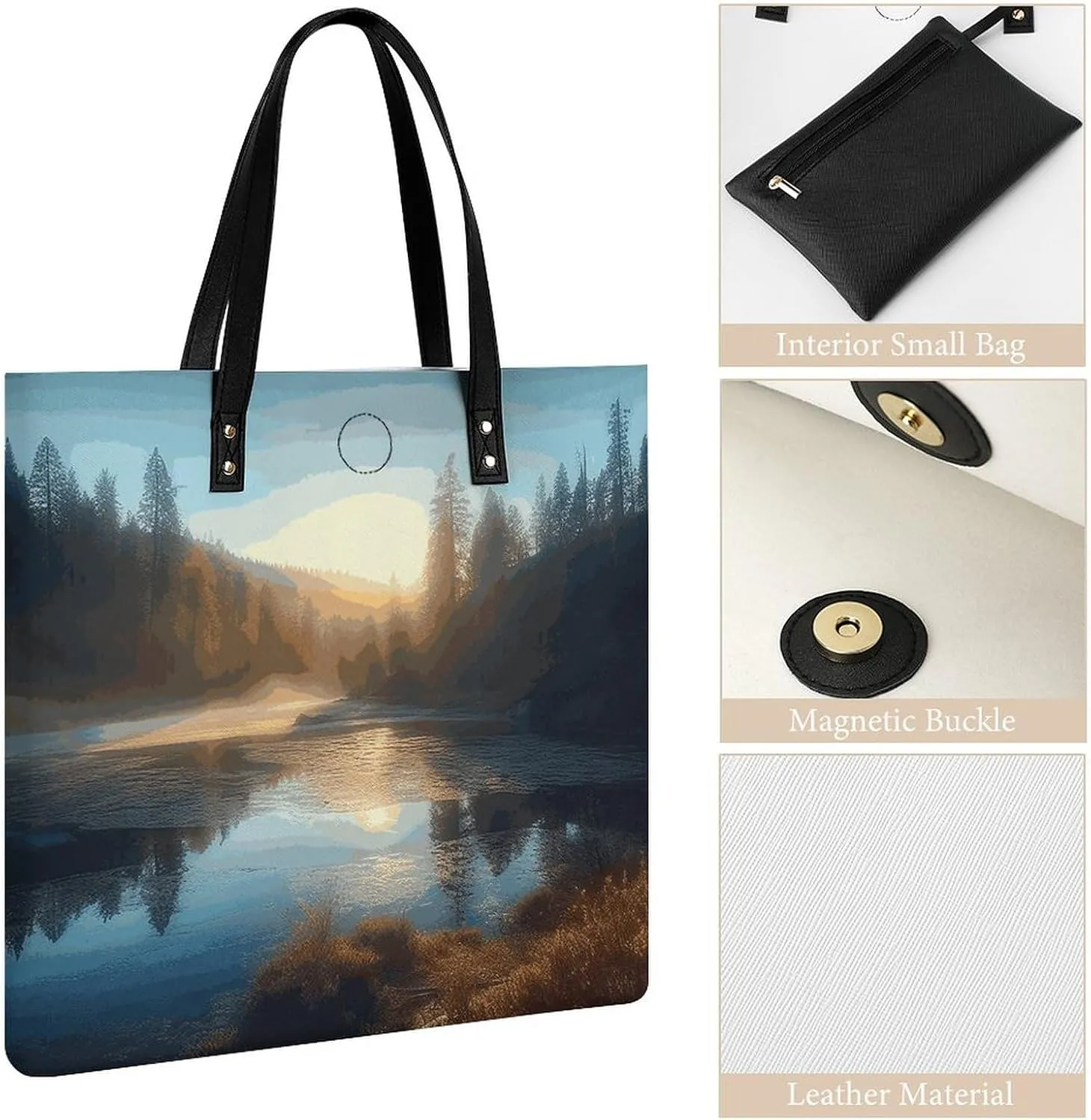 Leather Handbag for Women Tote Bag with Magnetic Buckle Skull in Darkness Crossbody Bag Shoulder Bags