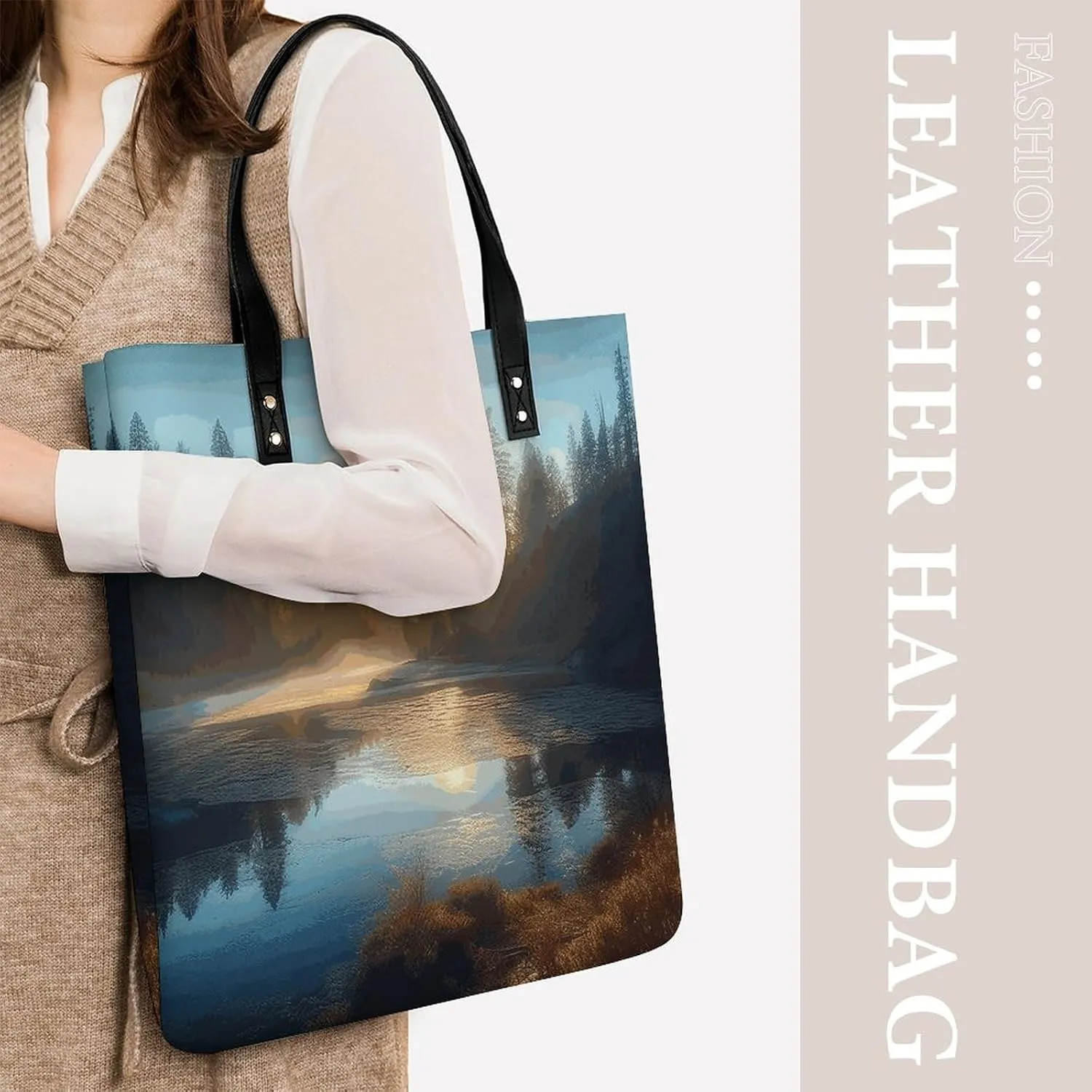 Leather Handbag for Women Tote Bag with Magnetic Buckle Skull in Darkness Crossbody Bag Shoulder Bags