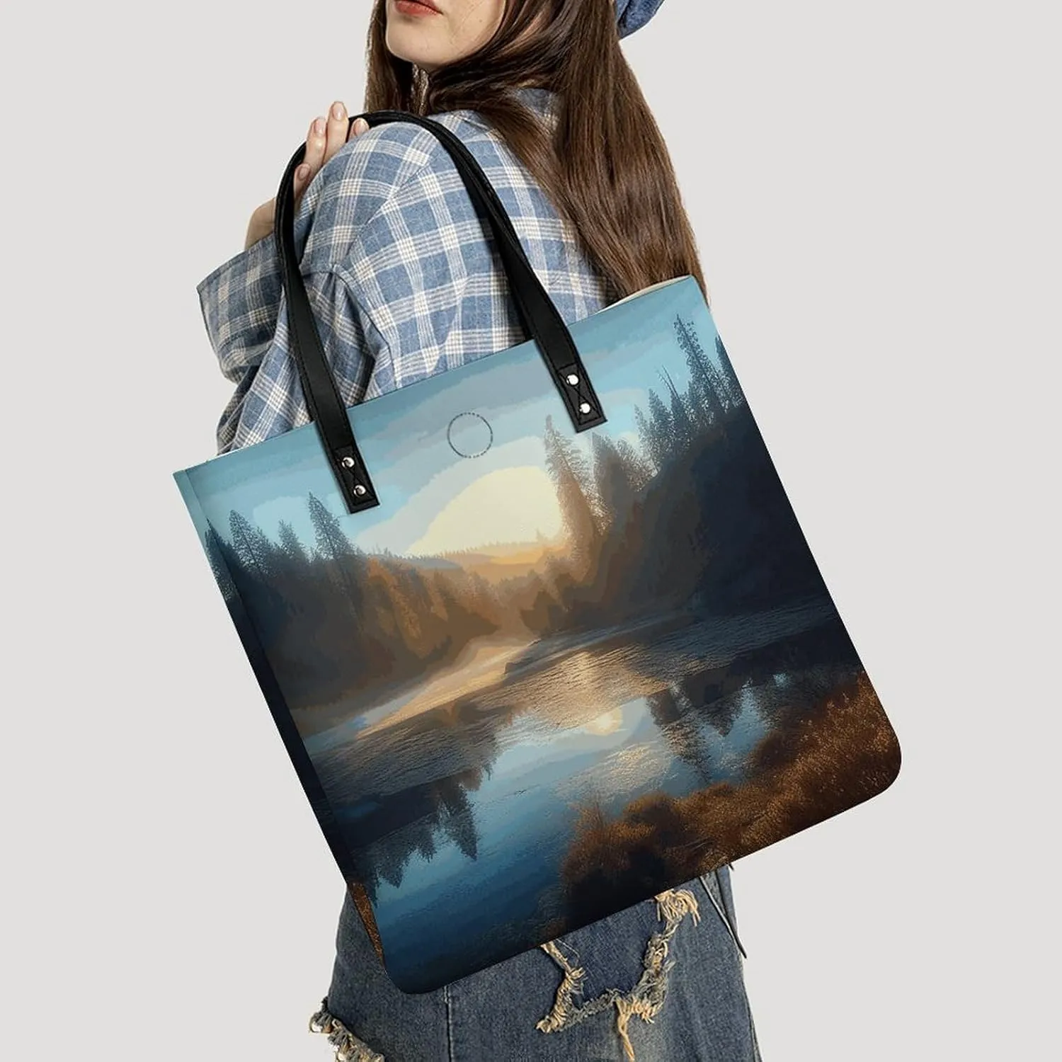 Leather Handbag for Women Tote Bag with Magnetic Buckle Skull in Darkness Crossbody Bag Shoulder Bags