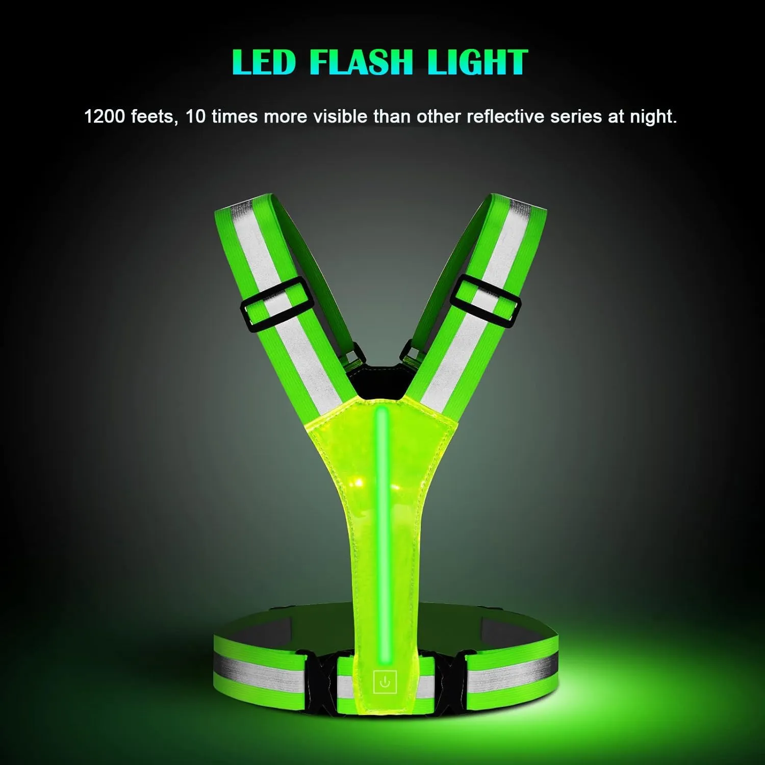 LED Reflective Vest Running Gear, Lights Up Running Vest Rechargeable, High Visibility Reflective Running Gear for Night Walking Running Cycling Jogging