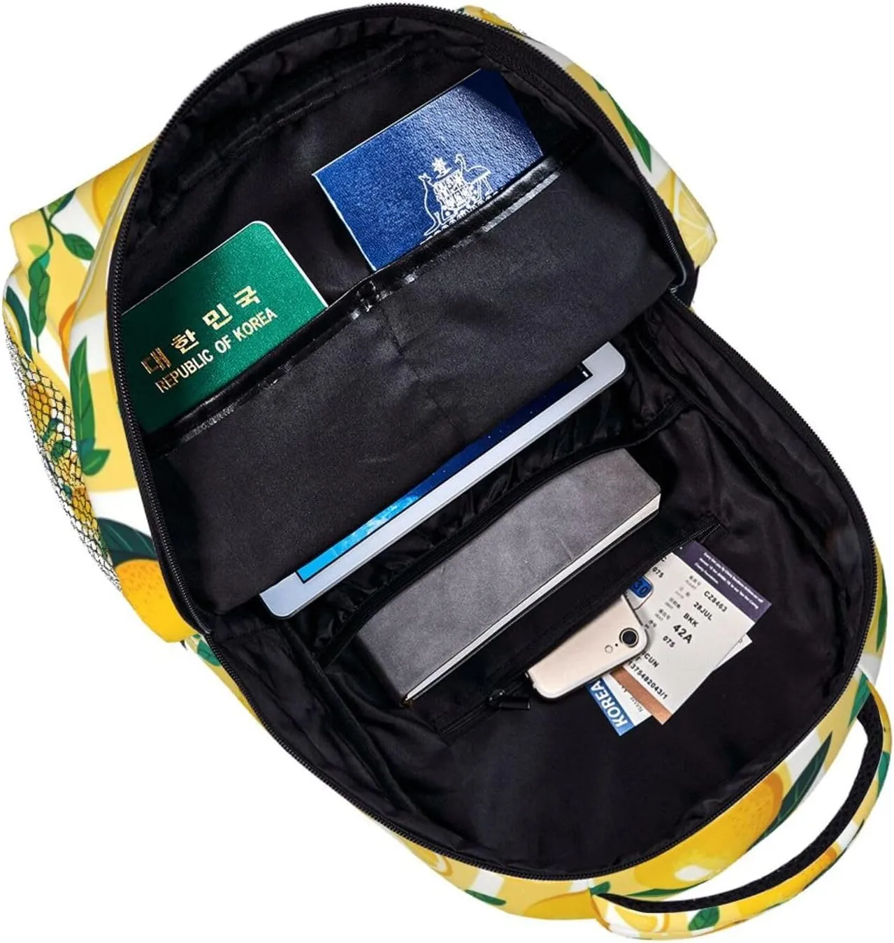 Lemon with Yellow Stripes Adult Backpacks 15 Inch Laptop Backpack Double Shoulder Bag for Work Travel Gifts