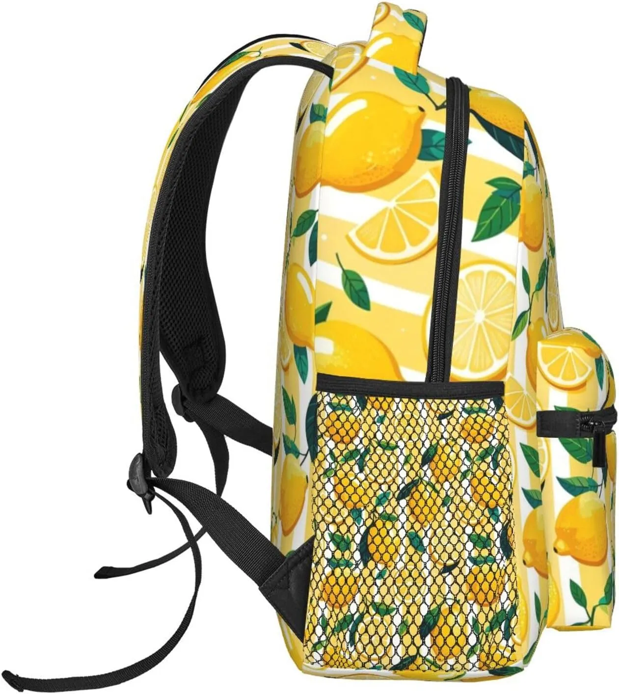 Lemon with Yellow Stripes Adult Backpacks 15 Inch Laptop Backpack Double Shoulder Bag for Work Travel Gifts
