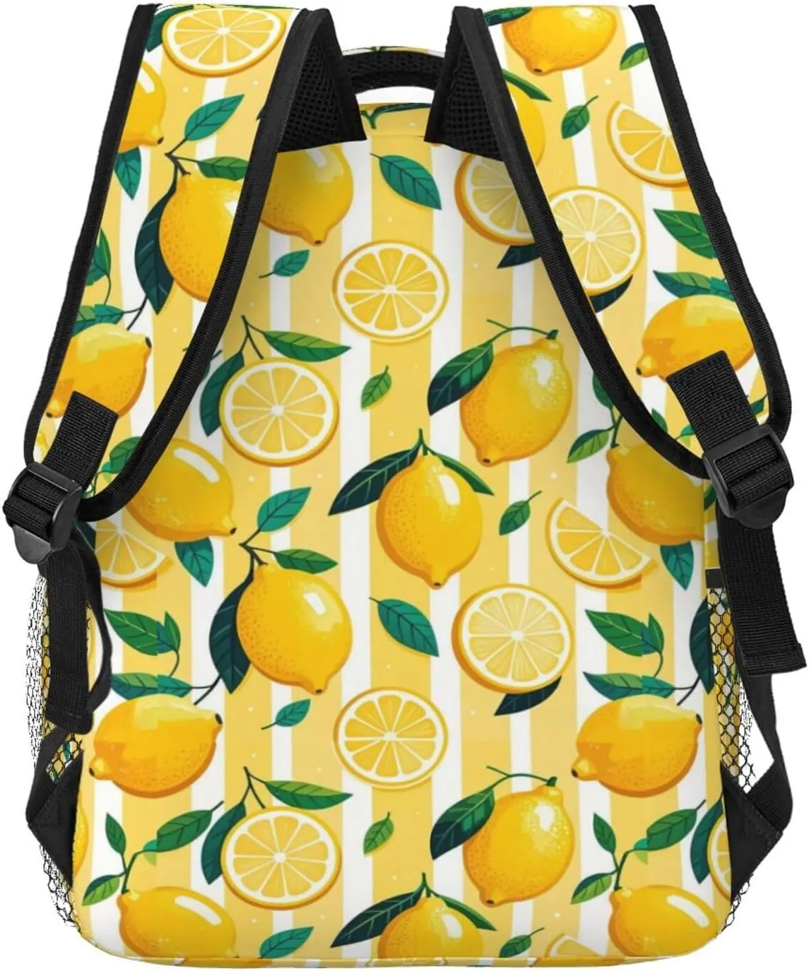 Lemon with Yellow Stripes Adult Backpacks 15 Inch Laptop Backpack Double Shoulder Bag for Work Travel Gifts