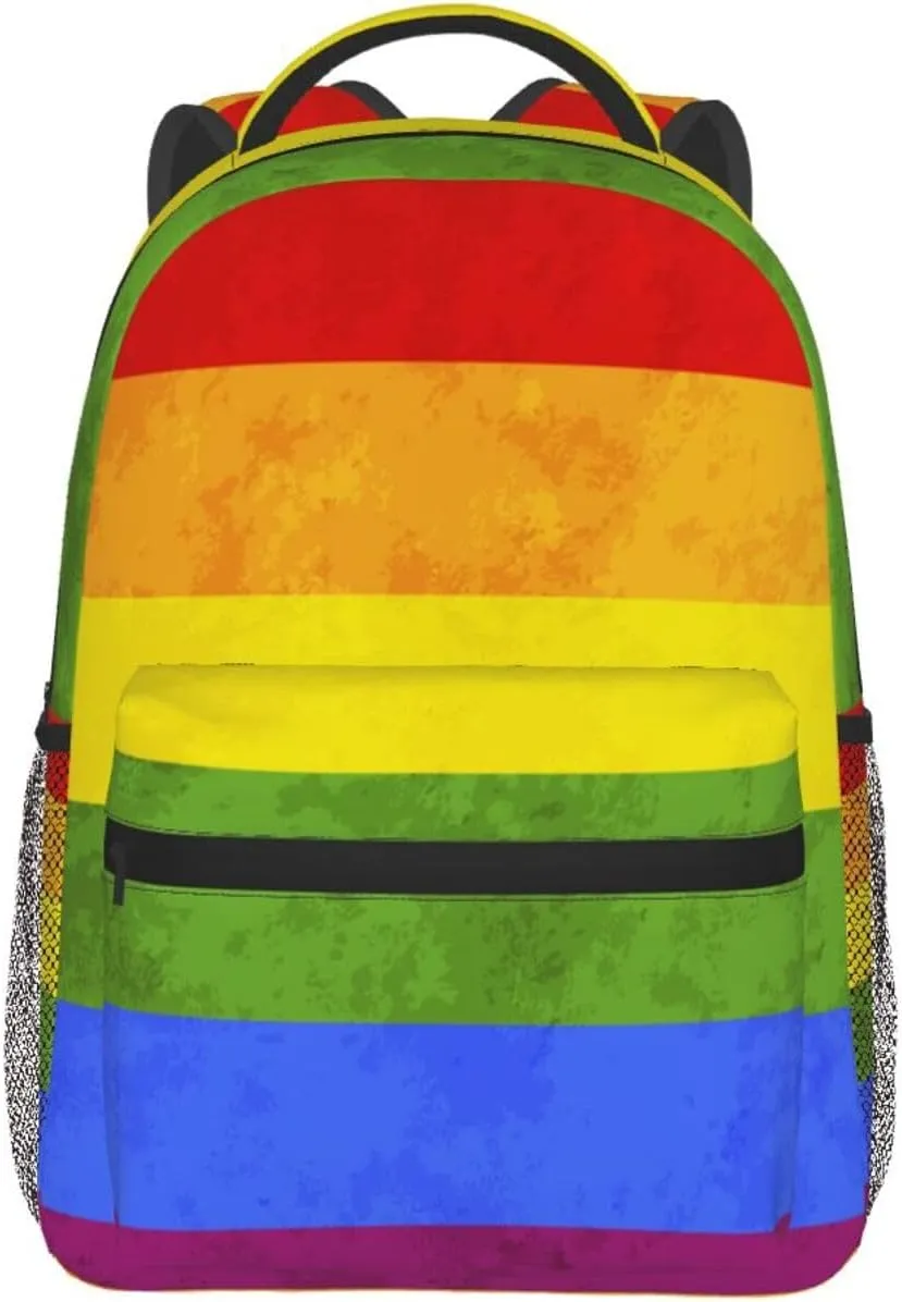 LGBT Rainbow Gay Pride Backpack Double Shoulder Bag 15 Inch Laptop Bagpack for Hiking Work Camping Travel