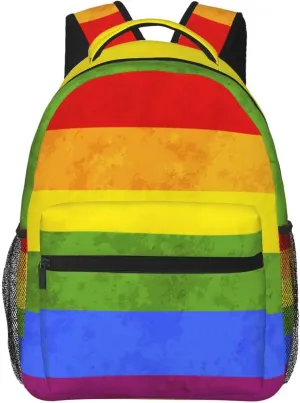 LGBT Rainbow Gay Pride Backpack Double Shoulder Bag 15 Inch Laptop Bagpack for Hiking Work Camping Travel