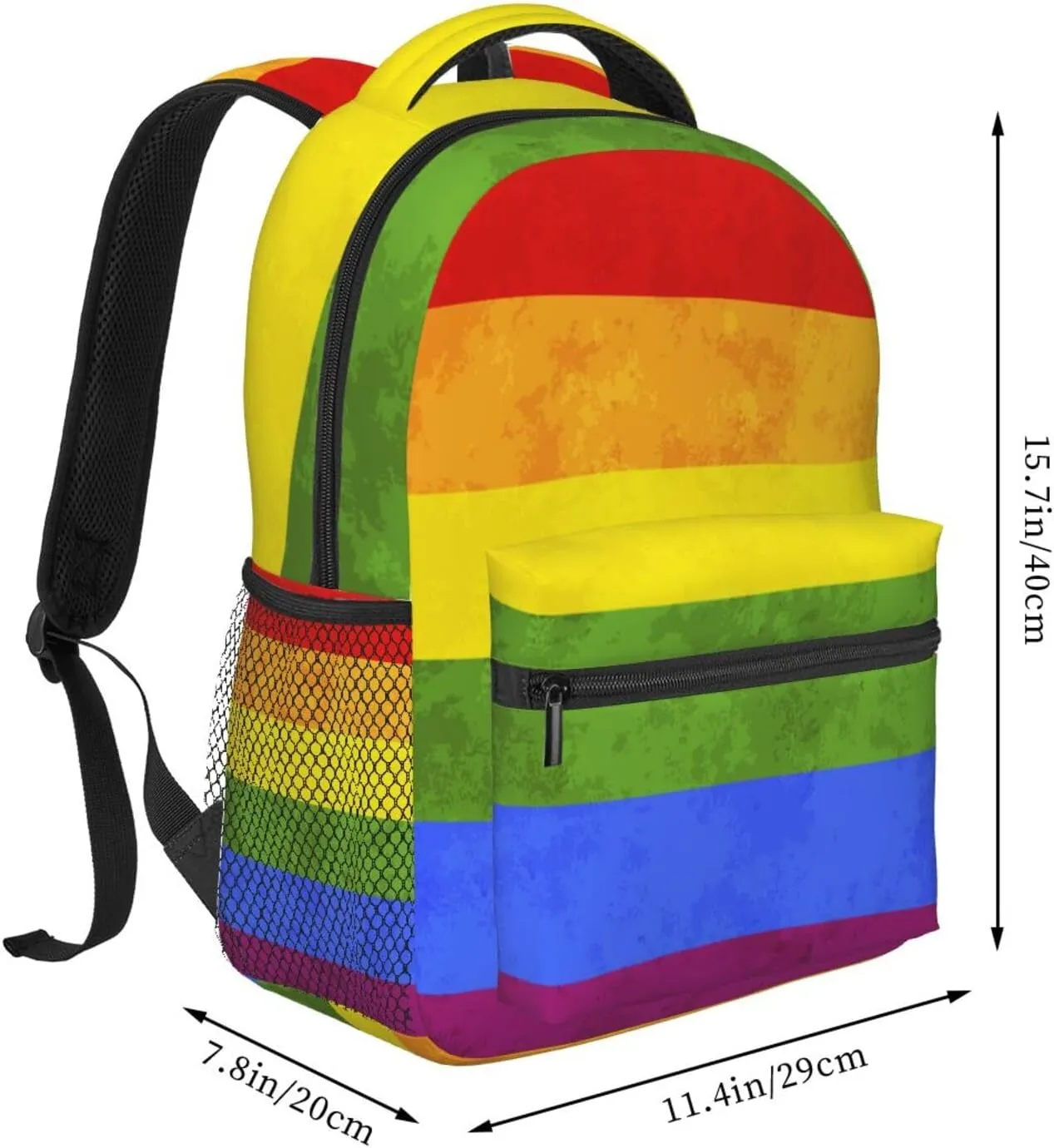 LGBT Rainbow Gay Pride Backpack Double Shoulder Bag 15 Inch Laptop Bagpack for Hiking Work Camping Travel