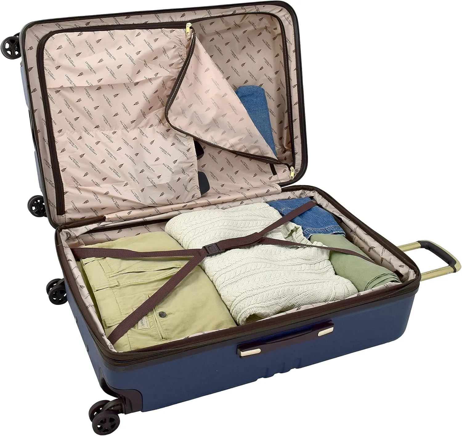 London Fog Brentwood II Expandable HARDSIDE Spinner, Blue, 25-Inch