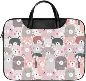 Lovely Teddy Bear Laptop Case Slim Water Resistant Computer Bag with Handle Briefcase for Work