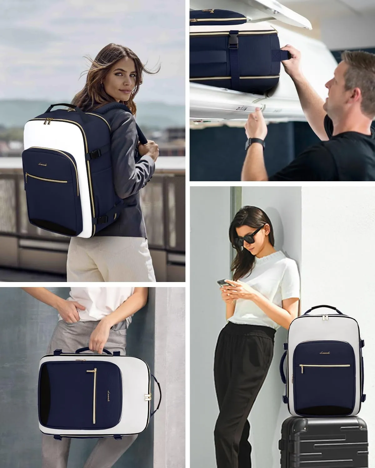 LOVEVOOK Large Travel Backpack for Women & Men, 40L Carry on Backpack for Airplanes, TSA Personal Item Travel Bag fits 17" Laptop, Waterproof Weekender Essentials Airline Approved with 3 Packing Cubes