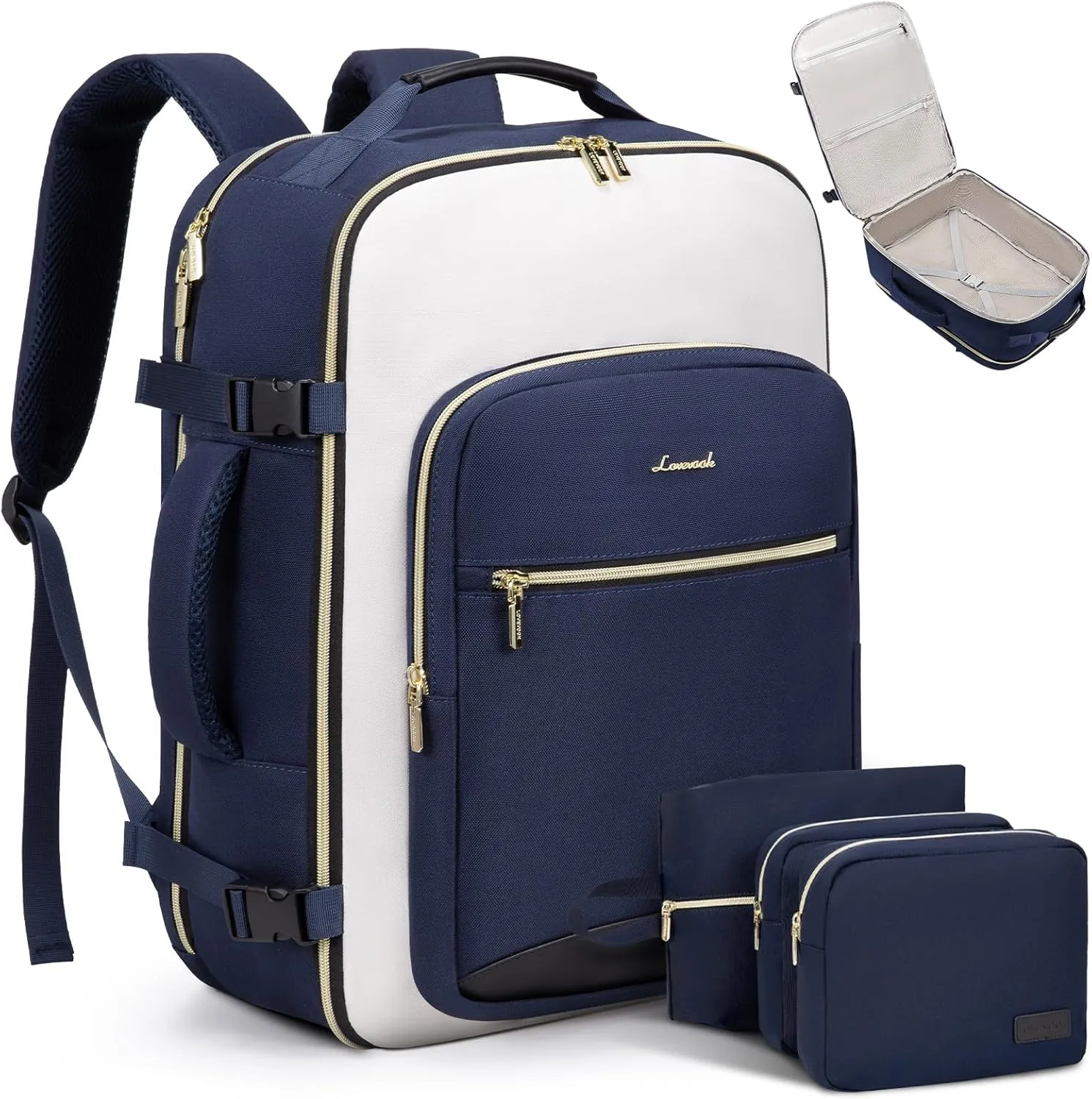 LOVEVOOK Large Travel Backpack for Women & Men, 40L Carry on Backpack for Airplanes, TSA Personal Item Travel Bag fits 17" Laptop, Waterproof Weekender Essentials Airline Approved with 3 Packing Cubes