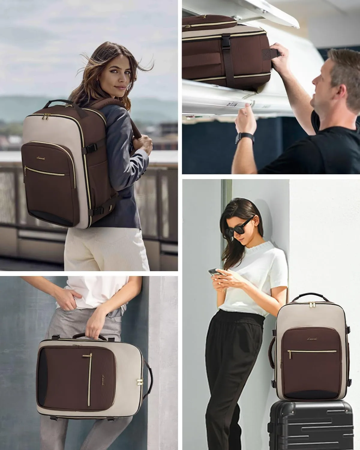 LOVEVOOK Large Travel Backpack for Women & Men, Carry on Backpack Airline Approved, TSA Personal Item Travel Bag fits 17" Laptop, 40L Waterproof Travel Essentials Sports Backpack with 3 Packing Cubes
