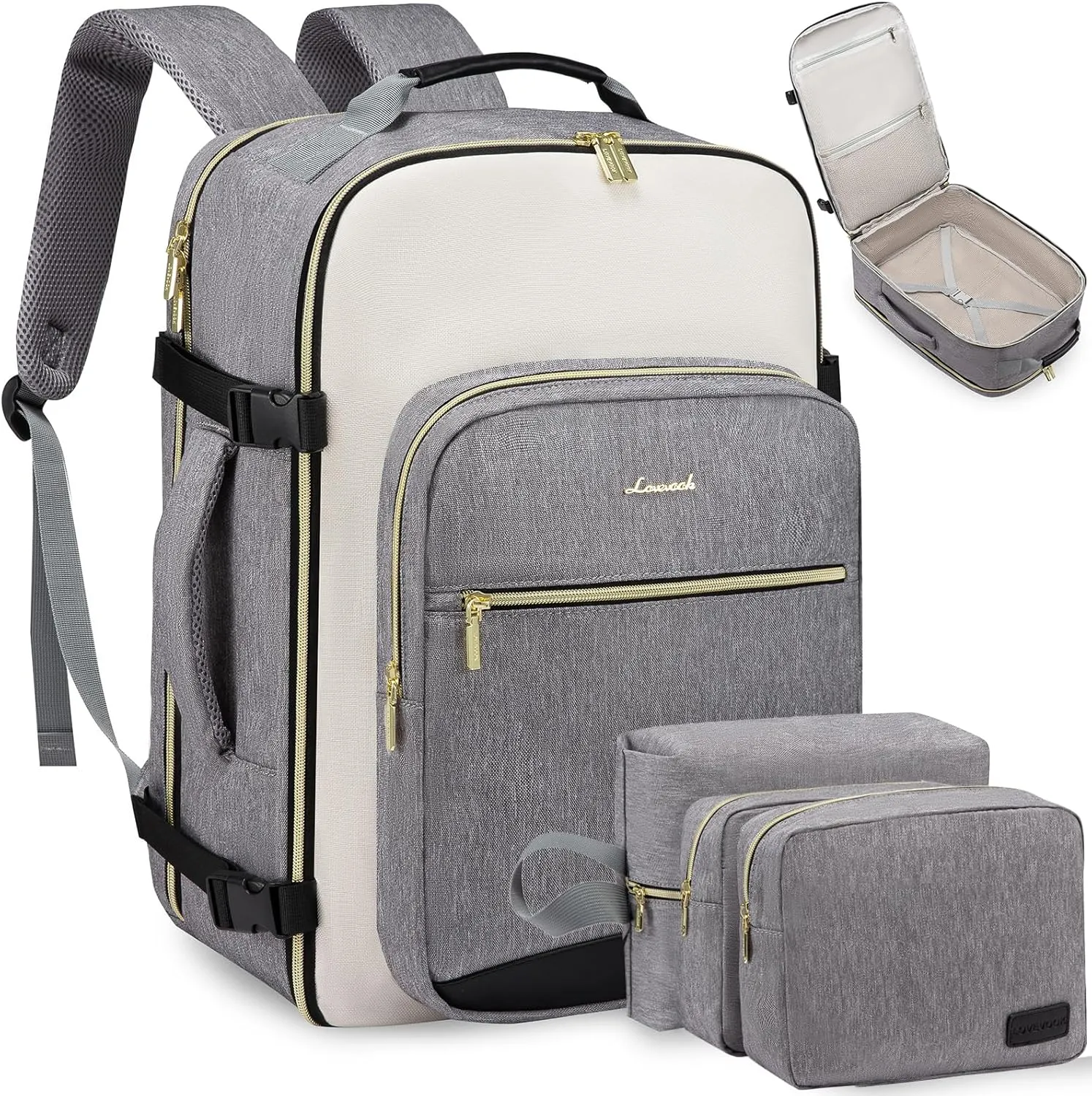 LOVEVOOK Large Travel Backpack for Women & Men, Carry on Backpack Airline Approved, TSA Personal Item Travel Bag fits 17" Laptop, 40L Waterproof Travel Essentials Sports Backpack with 3 Packing Cubes
