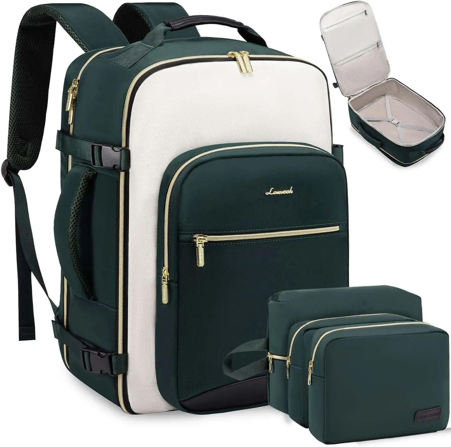 LOVEVOOK Large Travel Backpack for Women & Men, Carry on Backpack Airline Approved, TSA Personal Item Travel Bag fits 17" Laptop, 40L Waterproof Travel Essentials Sports Backpack with 3 Packing Cubes
