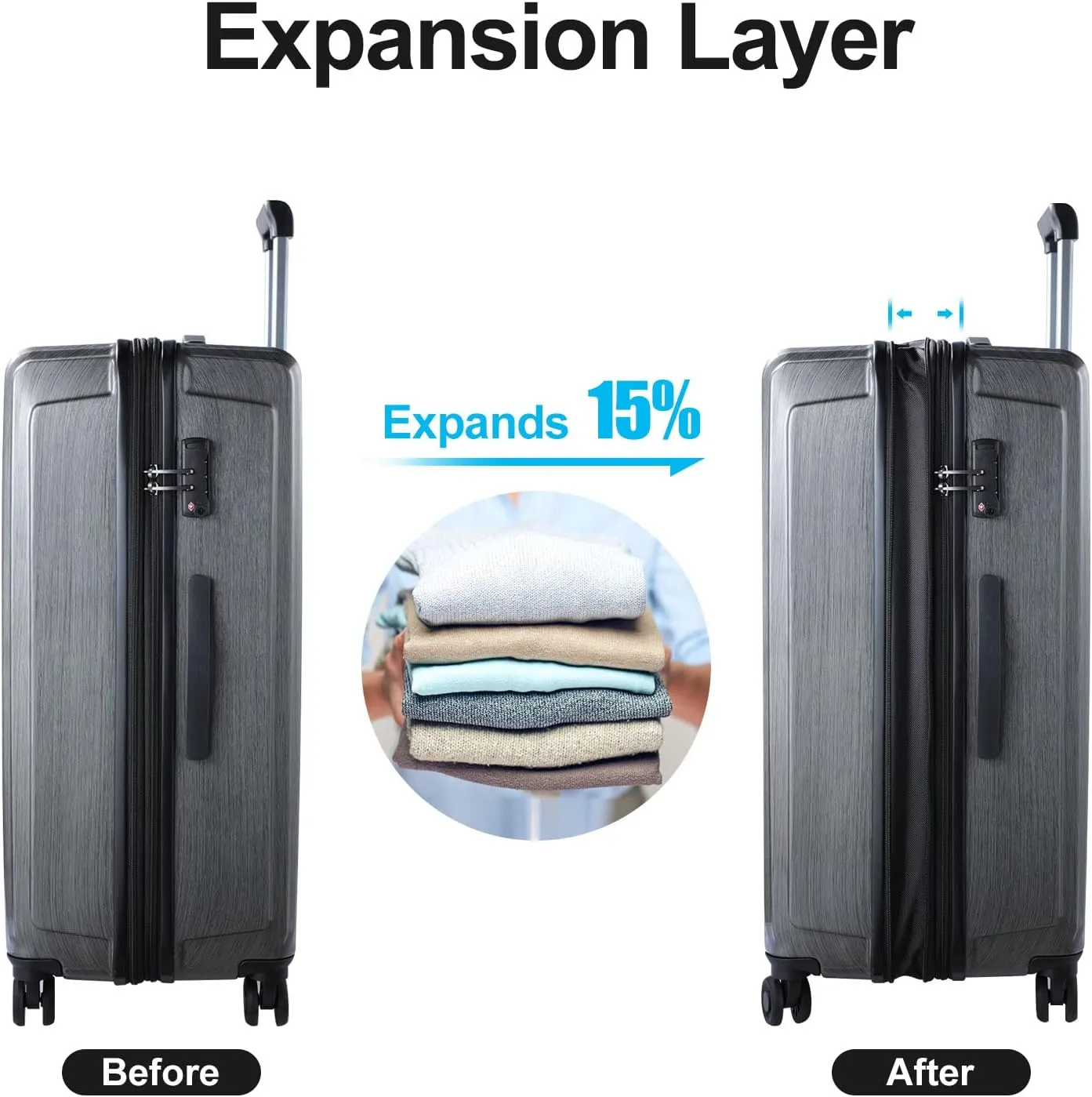 Luggage Set 2 Piece 20/28, 20" Carry-on with Front Pocket & 28" Expandable Luggage, ABS PC Suitcase with Spinner Wheels, Silver Grey