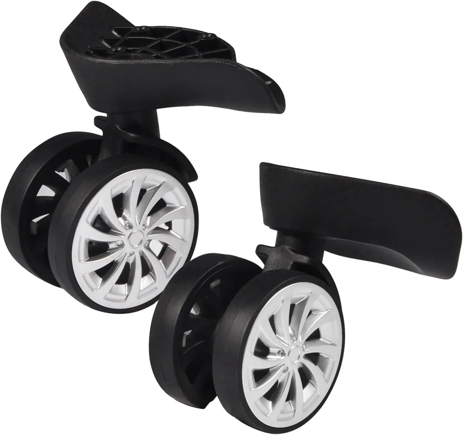 Luggage Suitcase Wheel Replacement, 1 Pair Spare Suitcase Wheels Dual Roller Swivel Wheel, Mute Double Row Suitcase Wheels Black Suitcase Wheels Repair Kit