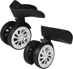 Luggage Suitcase Wheel Replacement, 1 Pair Spare Suitcase Wheels Dual Roller Swivel Wheel, Mute Double Row Suitcase Wheels Black Suitcase Wheels Repair Kit