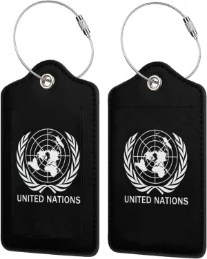 Luggage Tag, United Nations Pu Leather Suitcase Baggage Label Tags, Business Id Card Holders Gifts for Travels Set of 2