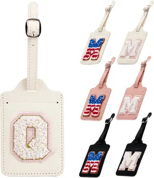 Luggage Tags for Suitcases, 26 Initial Letter Travel Bag Tags with Privacy Cover Name Card for Women Men Kids Girls Travel