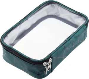 Makeup Bag Toiletry Organizer Clear Cosmetic Storage Pouch Travel Portable Wash Bag with Zipper Airport Carry-On (Green)