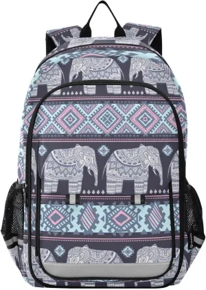 Mandala Elephant Aztec Bohemian Laptop Backpack Purse for Women Men School Bag 17 Inch Bookbag Student Boys Girls Travel Casual Daypack