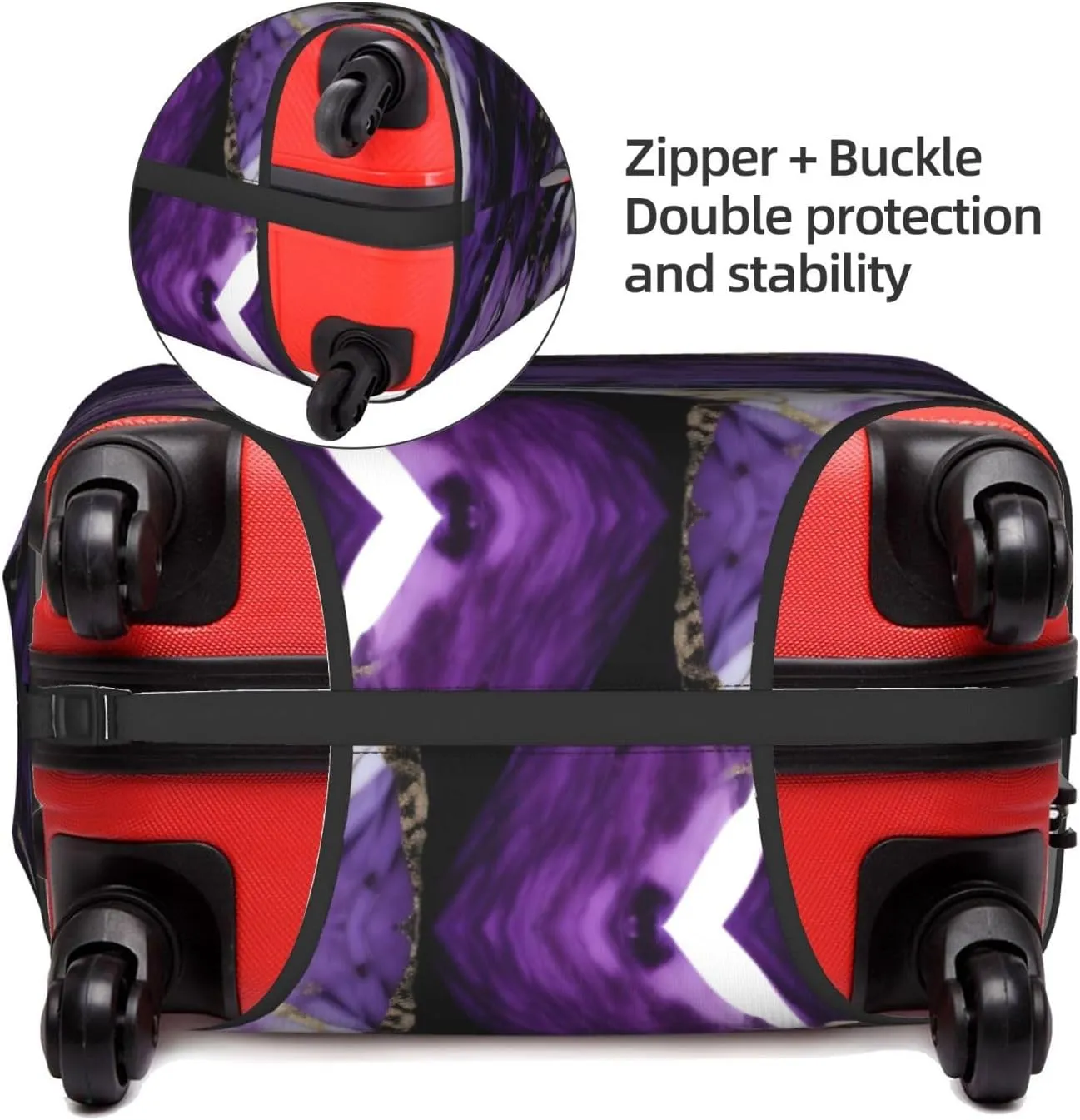 marble purple Print Protective Luggage Cover Elastic Washable Suitcase Protector Travel Gear Protector