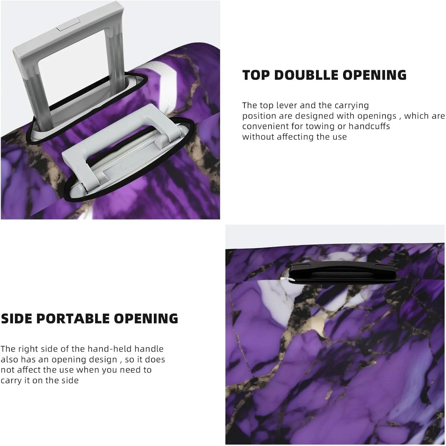 marble purple Print Protective Luggage Cover Elastic Washable Suitcase Protector Travel Gear Protector