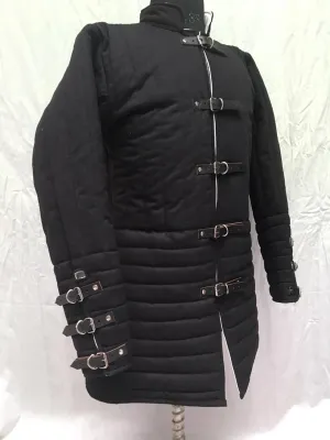 Medieval Black Gambeson Renaissance Knight LARP Dress Historical Clothing